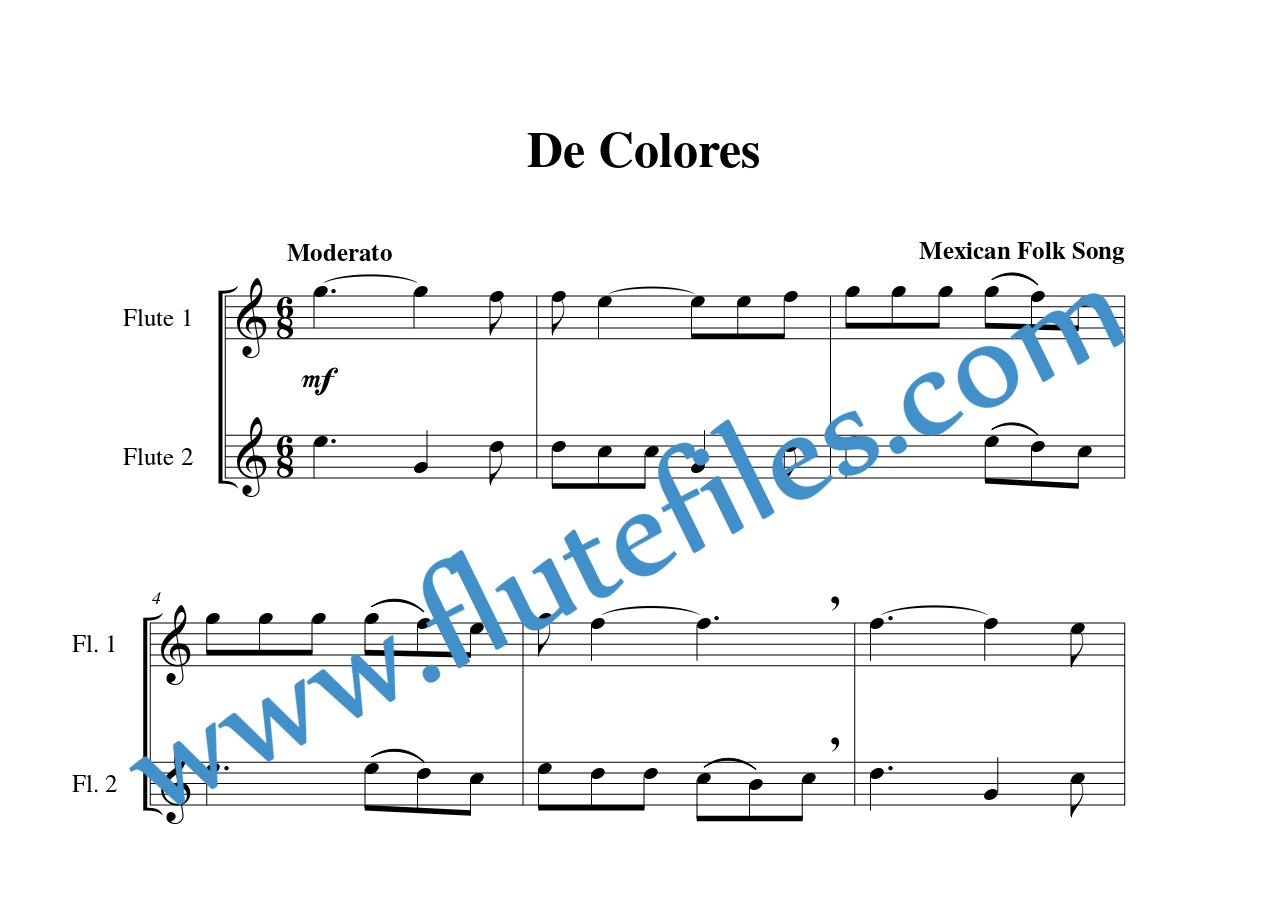 De Colores flute duet sheet music