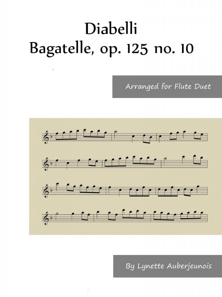 Sheet music cover for Bagatelle, op. 125 no. 10 flute duet by Diabelli