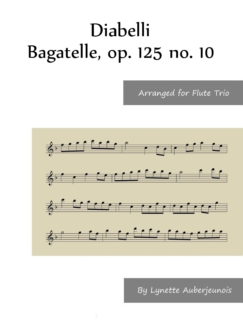 Sheet music cover for Bagatelle, op. 125 no. 10 flute trio by Diabelli
