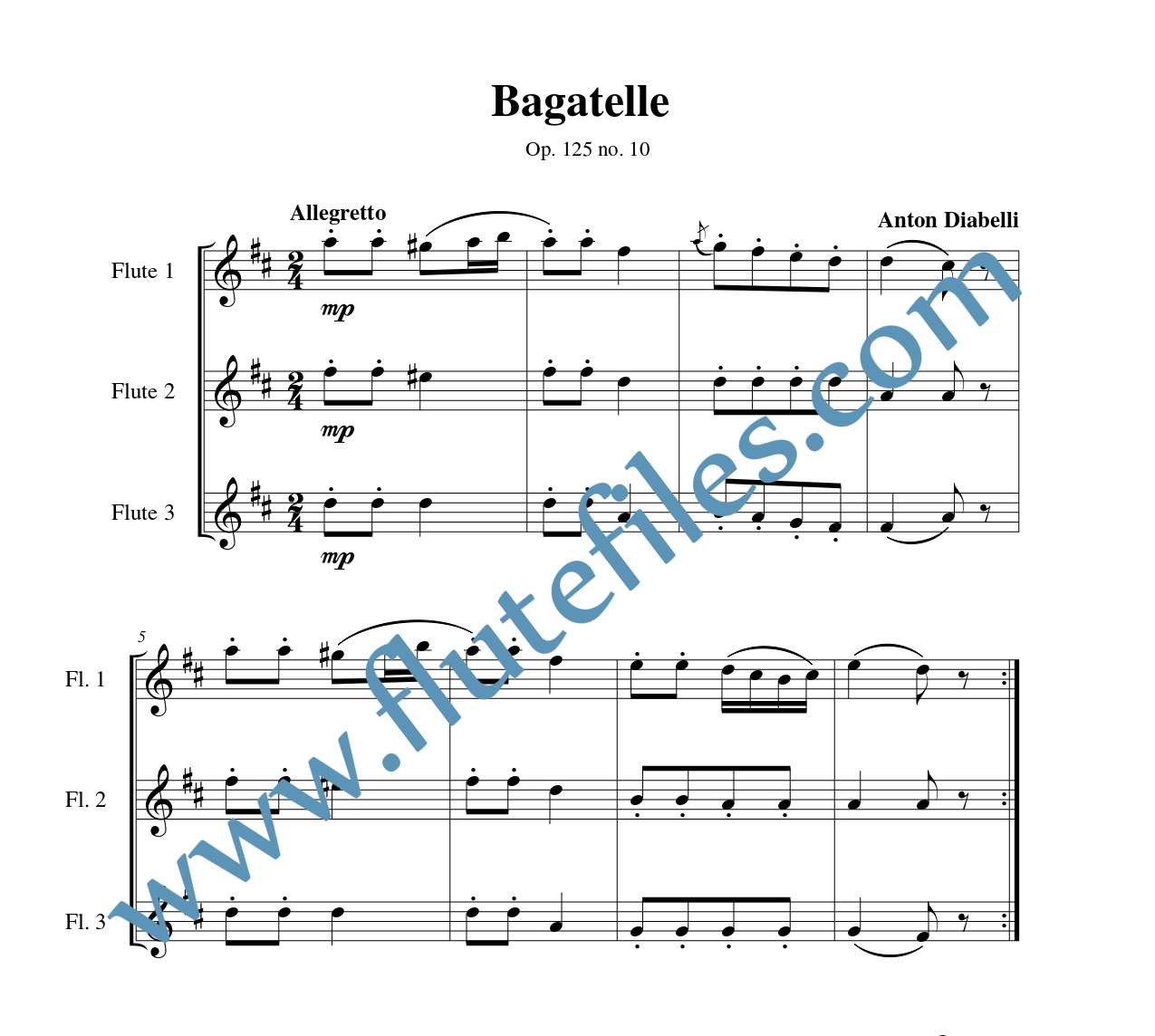 Bagatelle, op. 125 no. 10 flute trio sheet music by Diabelli