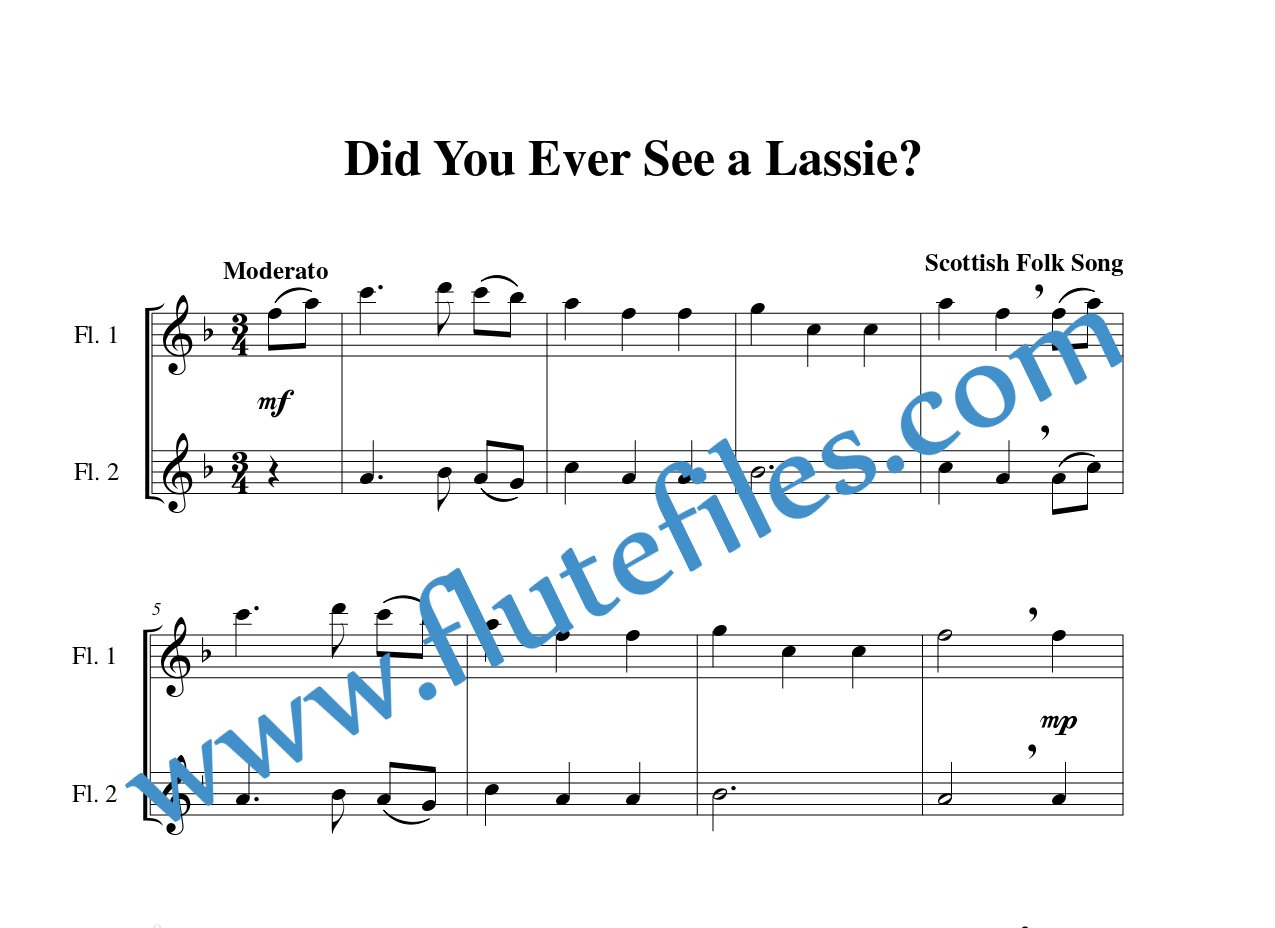 Did You Ever See a Lassie flute duet sheet music