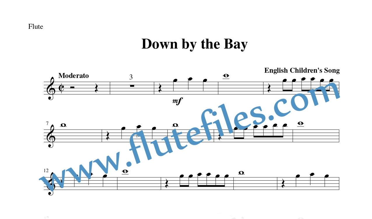 Flute part for Down by the Bay flute solo sheet music