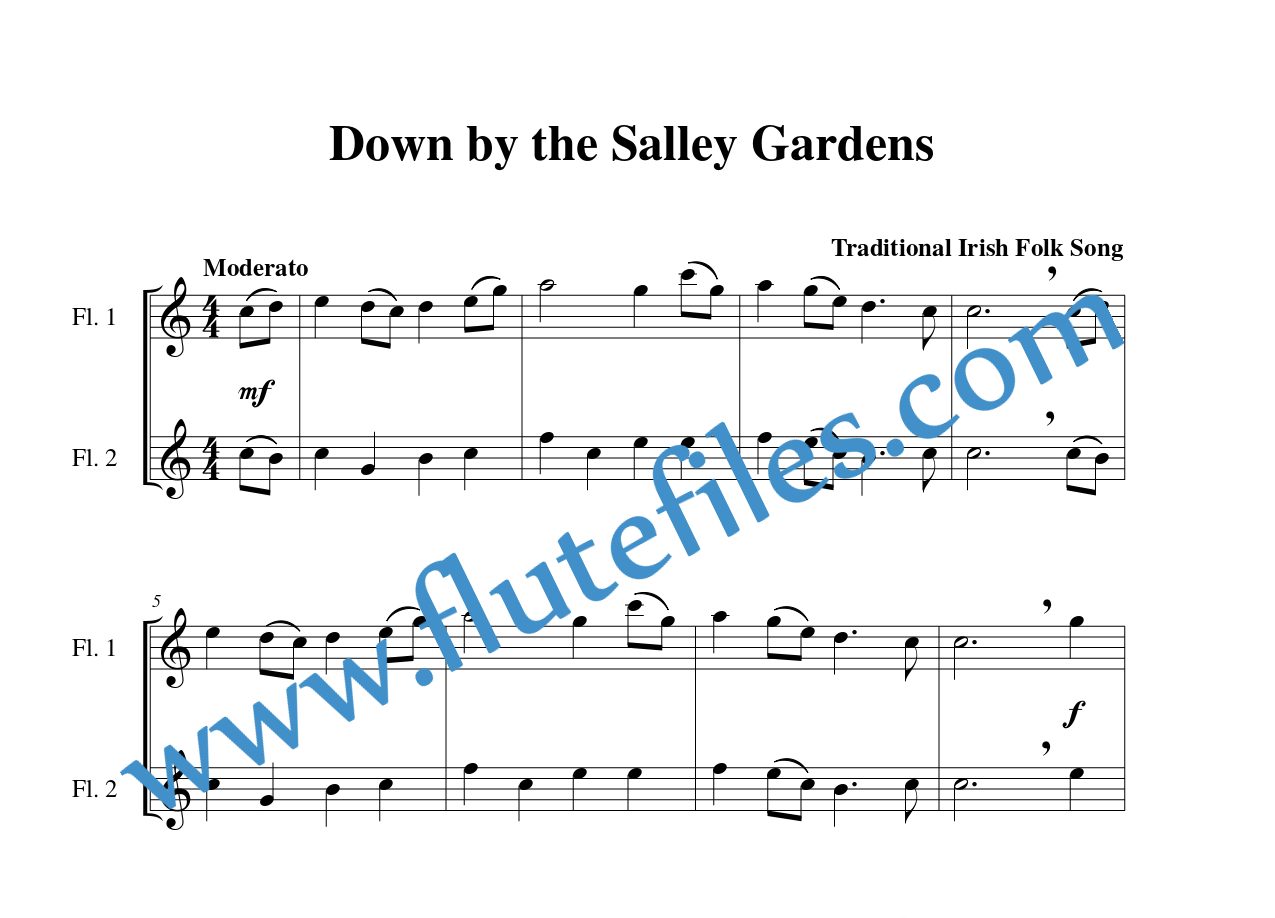 Down by the Salley Gardens flute duet sheet music