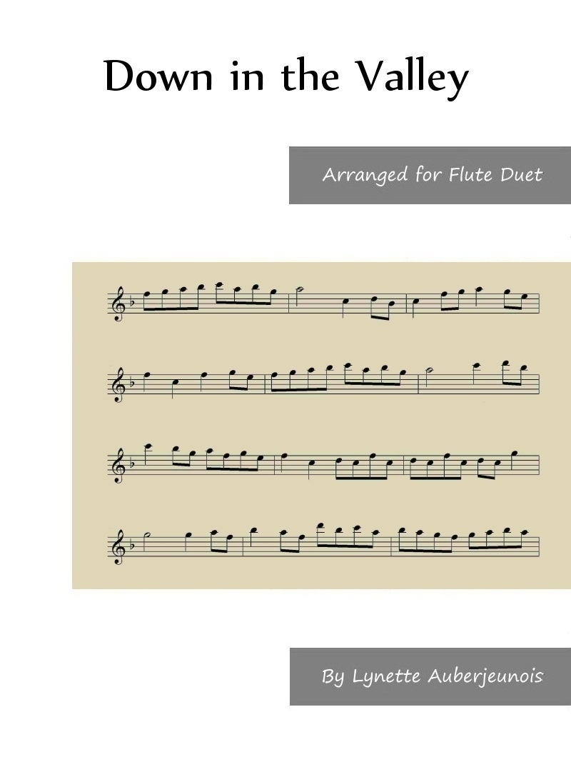 Sheet music cover for Down in the Valley flute duet