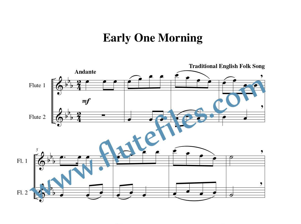 Early One Morning flute duet sheet music