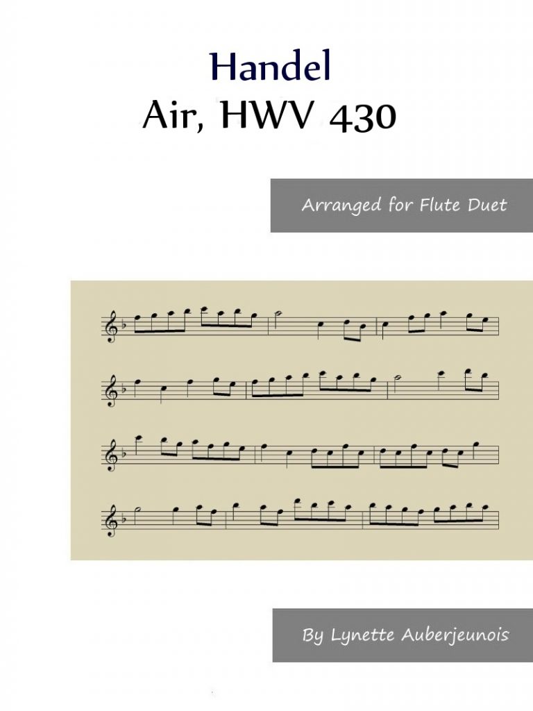 Sheet music cover for Air, HWV 430 flute duet by Handel