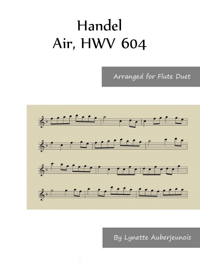 Sheet music cover for Air, HWV 604 flute duet by Handel