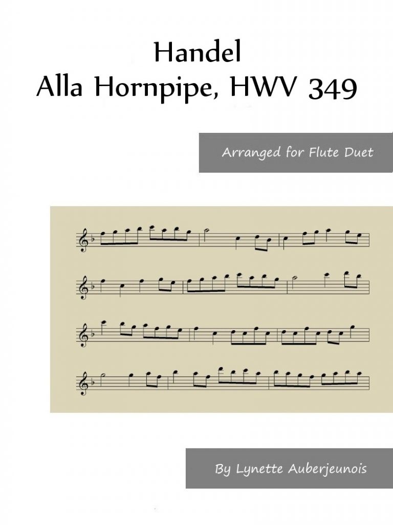 Sheet music cover for Alla Hornpipe, HWV 349 flute duet by Handel