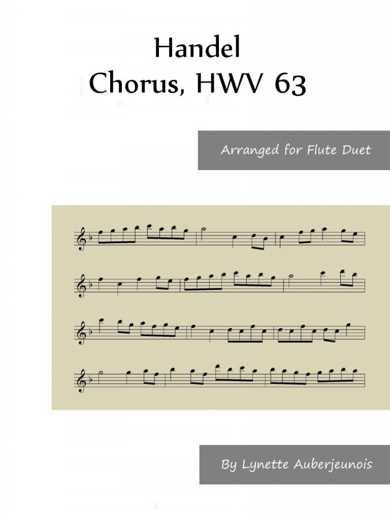 Sheet music cover for Chorus, HWV 63 flute duet by Handel