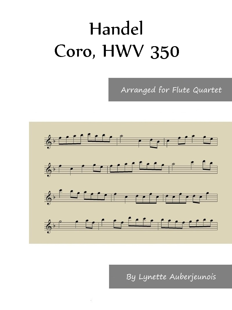 Sheet music cover for Coro, HWV 350 flute quartet by Handel