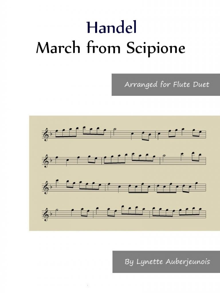 Sheet music cover for March from Scipione, HWV 20 flute duet by Handel