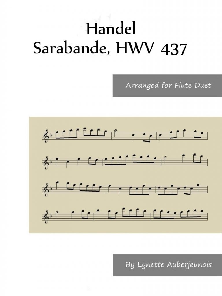 Sheet music cover for Sarabande, HWV 437 flute duet by Handel
