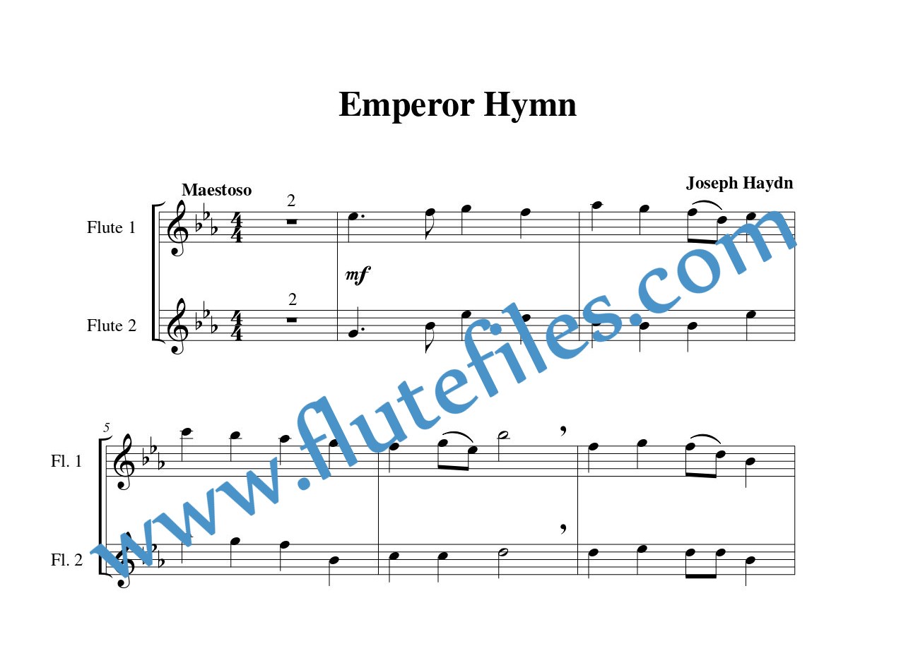 Haydn Emperor Hymn Flute Duet Flute Files Publishing