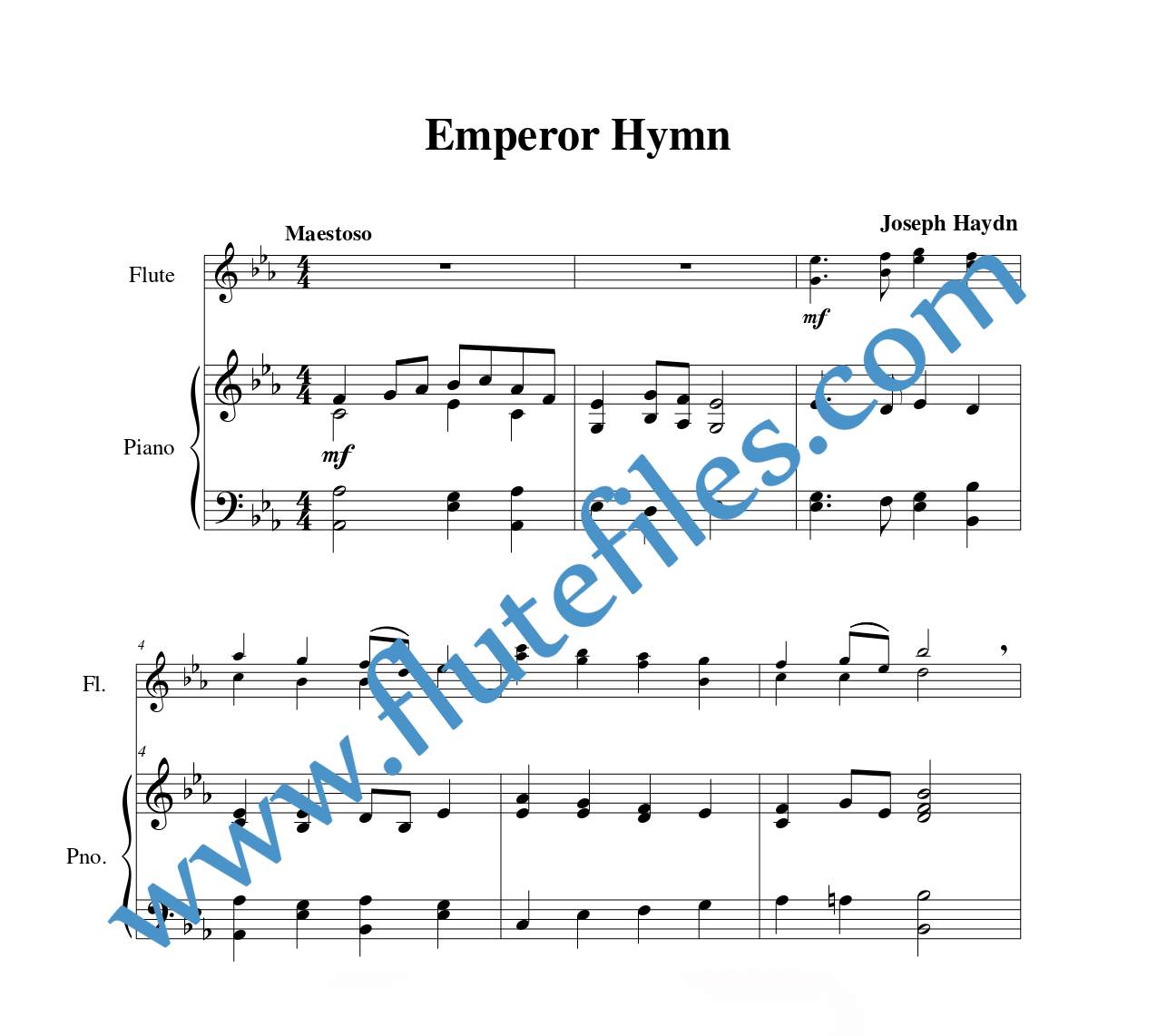 Haydn Emperor Hymn Flute Duet Flute Files Publishing
