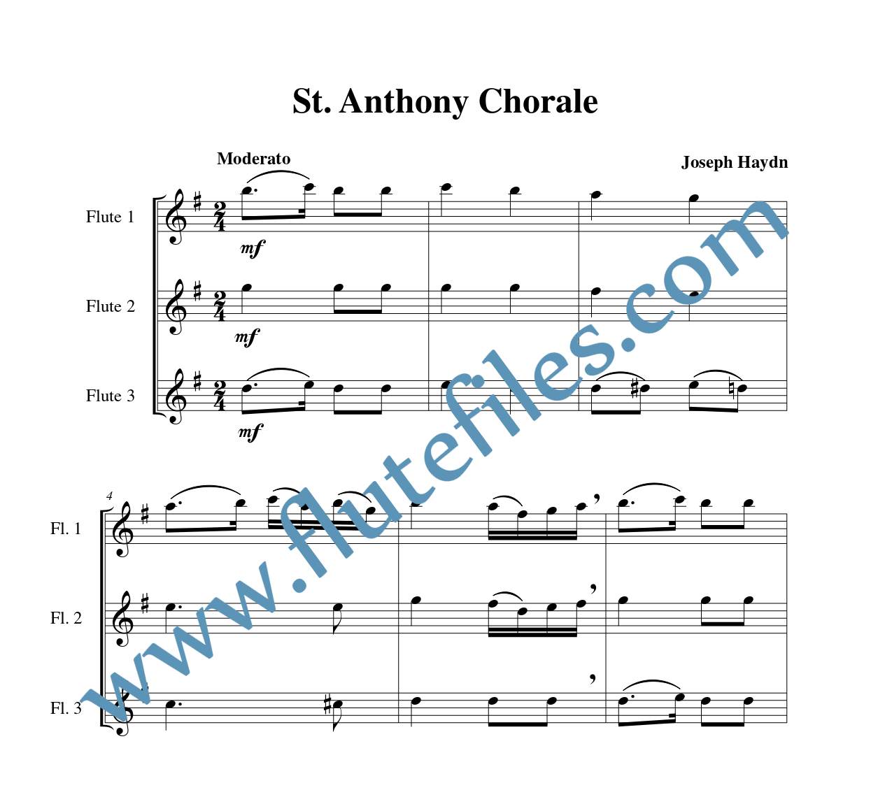 St. Anthony Chorale flute trio sheet music by Haydn