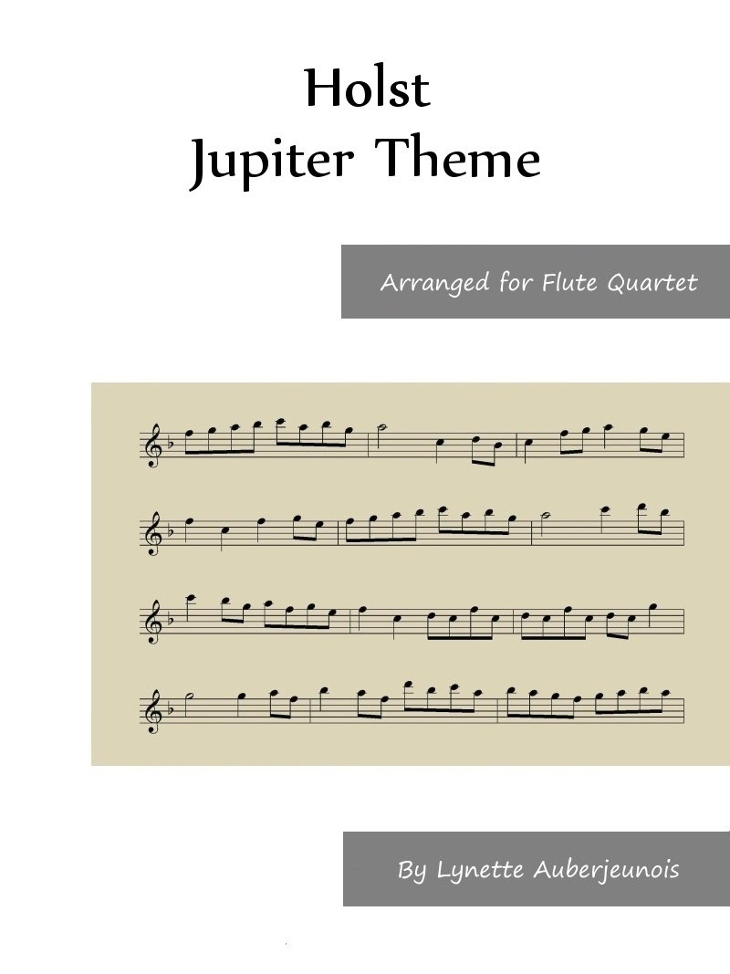 Sheet music cover for Jupiter Theme flute quartet by Holst