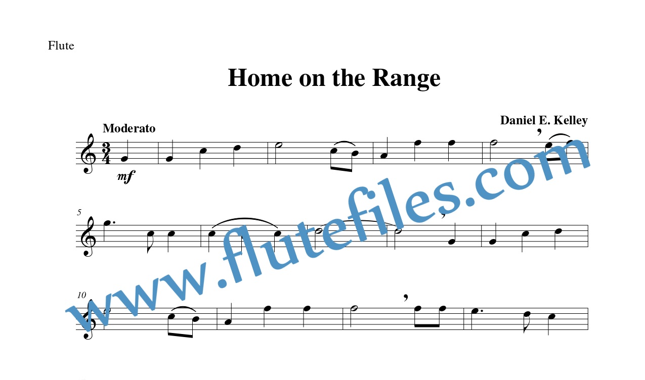 Flute part for Home on the Range flute solo sheet music