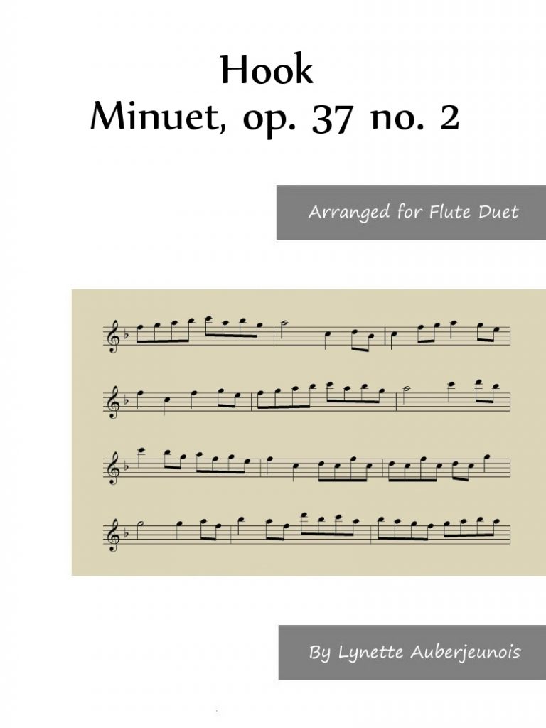 Sheet music cover for Minuet, op. 37 no. 2 flute duet by Hook