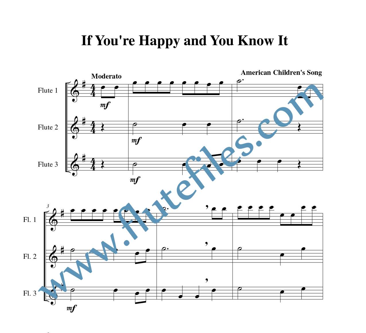 If Youre Happy and You Know It flute trio sheet music