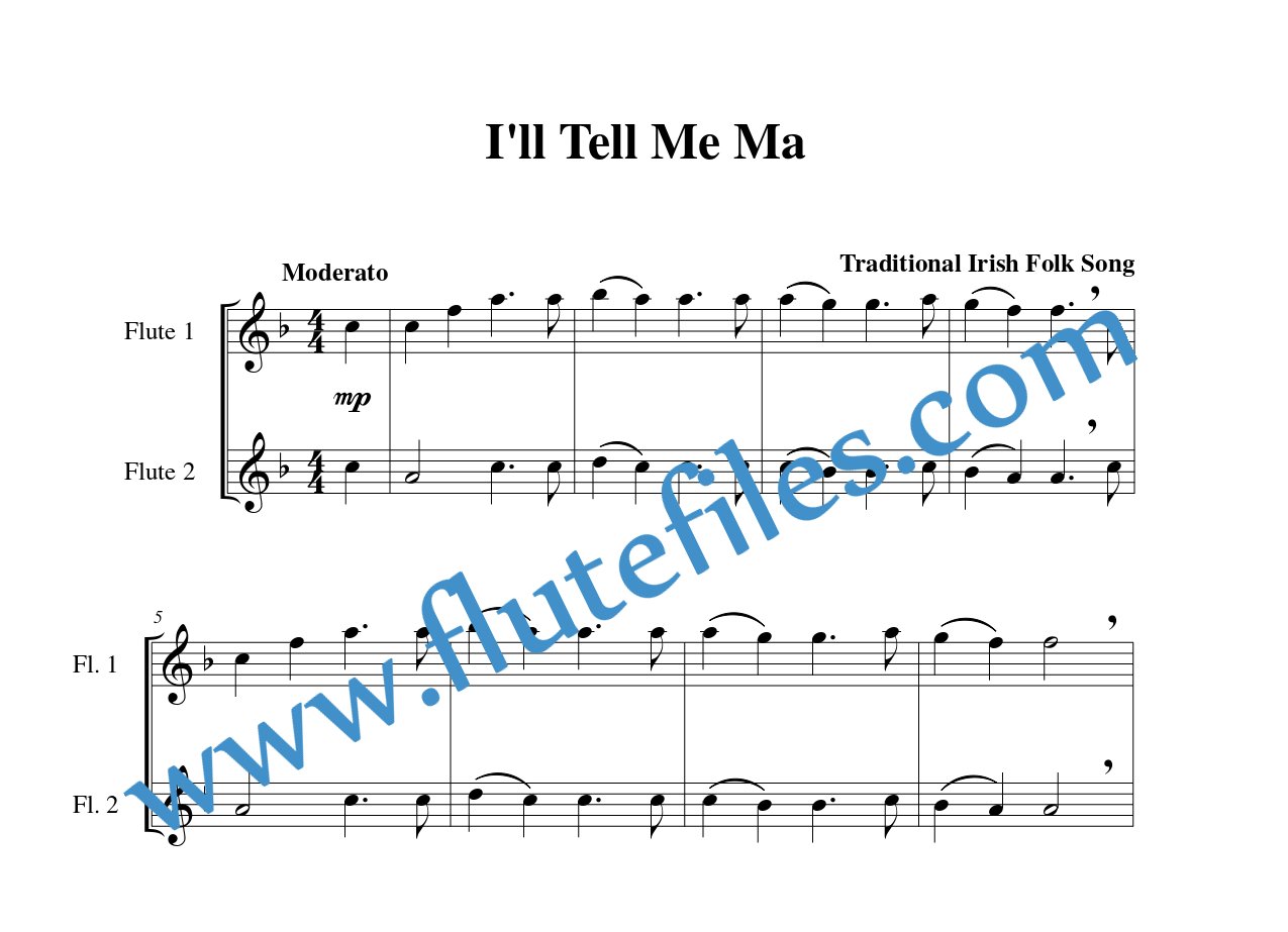 Ill Tell Me Ma flute duet sheet music