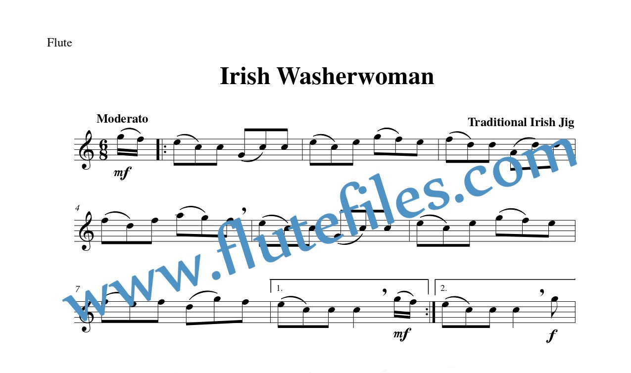 Flute part for Irish Washerwoman flute solo sheet music
