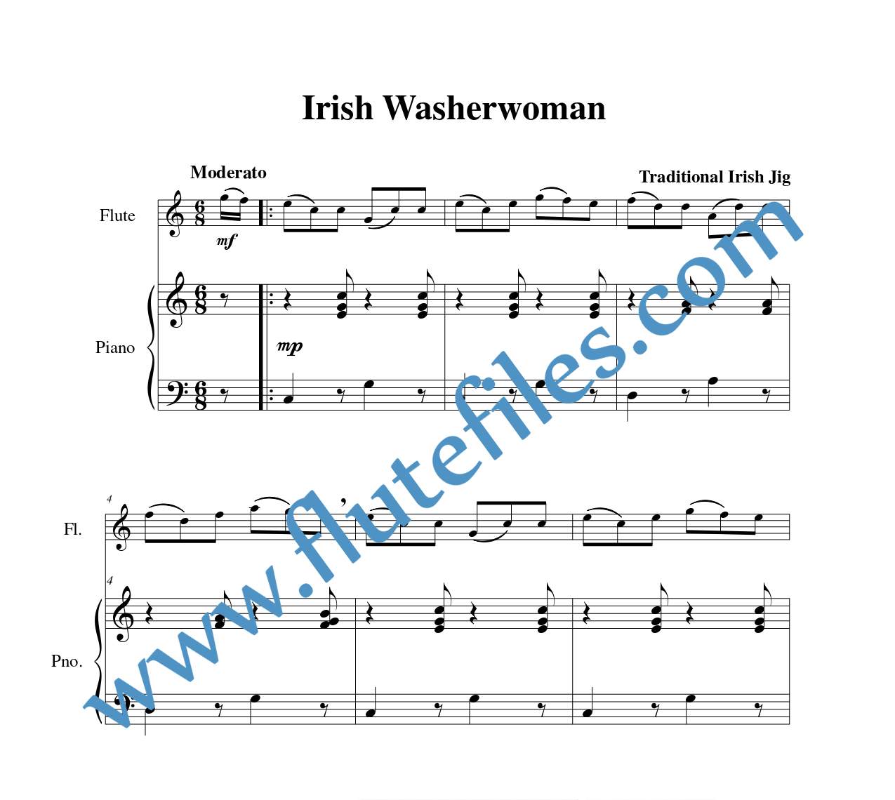 Piano accompaniment for Irish Washerwoman flute solo sheet music