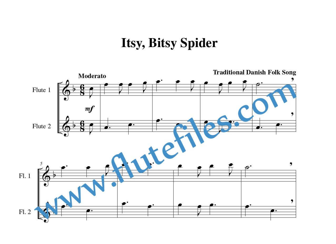 Itsy, Bitsy Spider flute duet sheet music