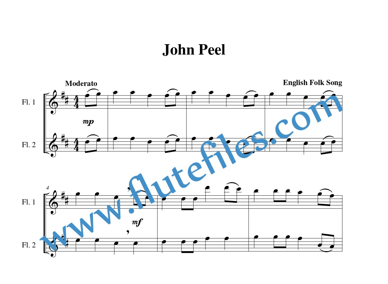John Peel flute duet sheet music