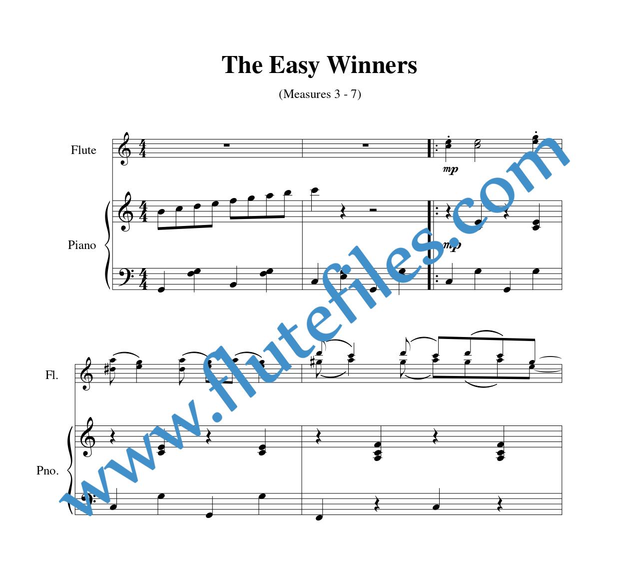 Piano accompaniment part for The Easy Winners flute duet and piano sheet music by Joplin