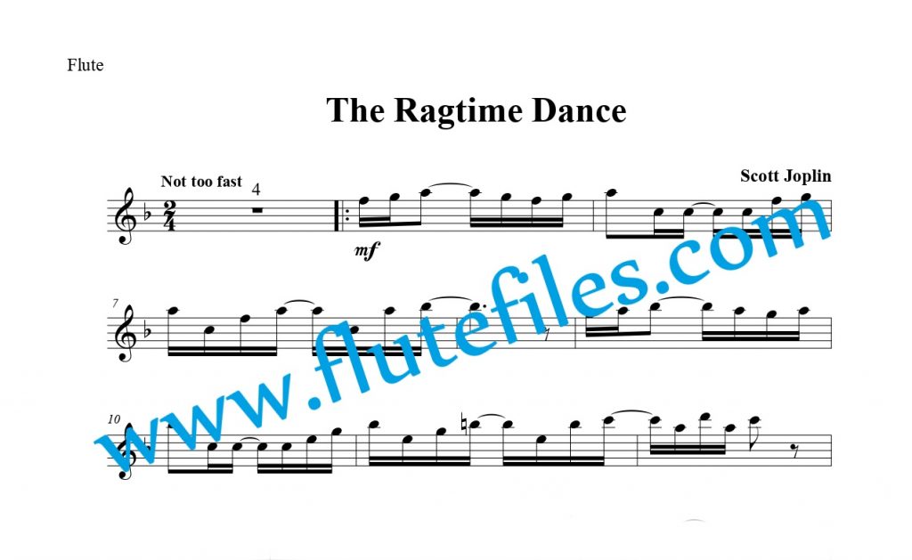 Flute part for The Ragtime Dance flute solo sheet music by Joplin