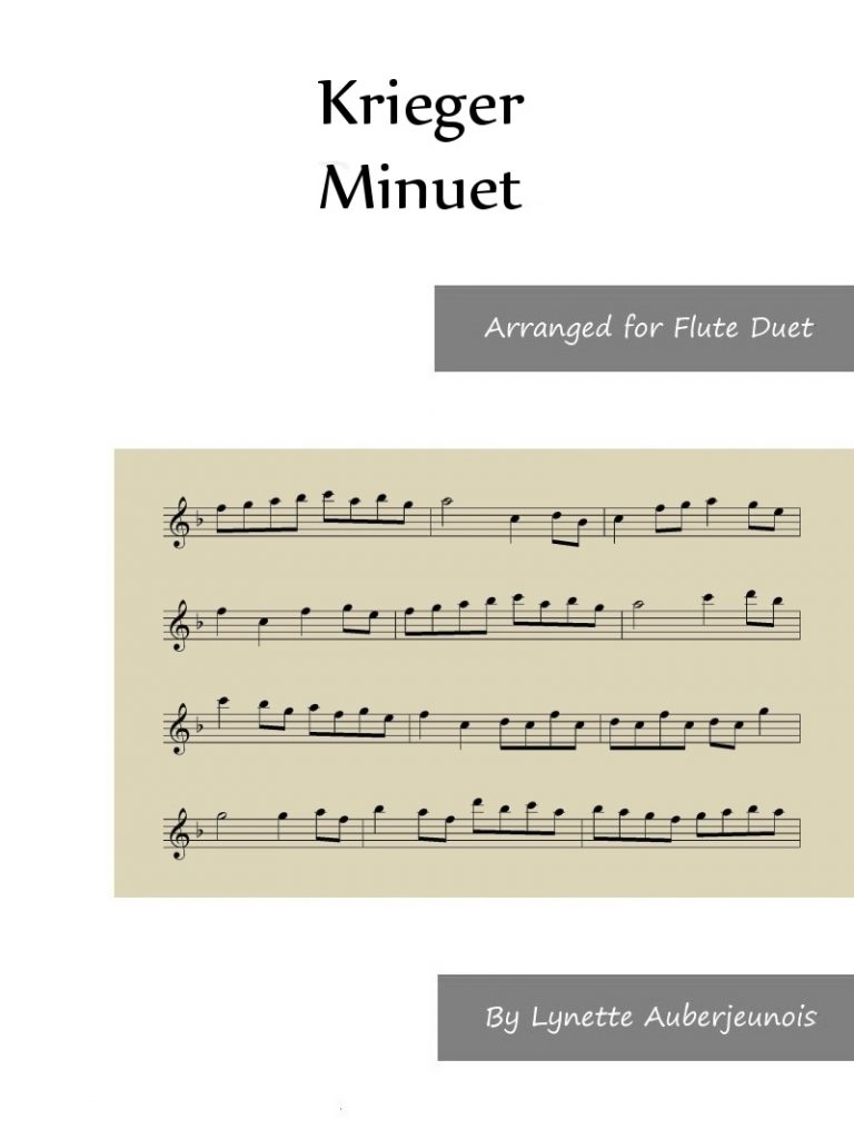 Sheet music cover for Minuet flute duet by Krieger