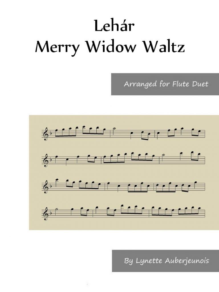 Sheet music cover for Merry Widow Waltz flute duet by Lehár