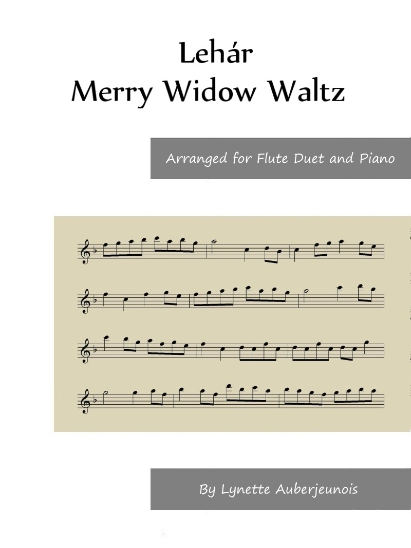 Sheet music cover for Merry Widow Waltz flute duet and piano by Lehár