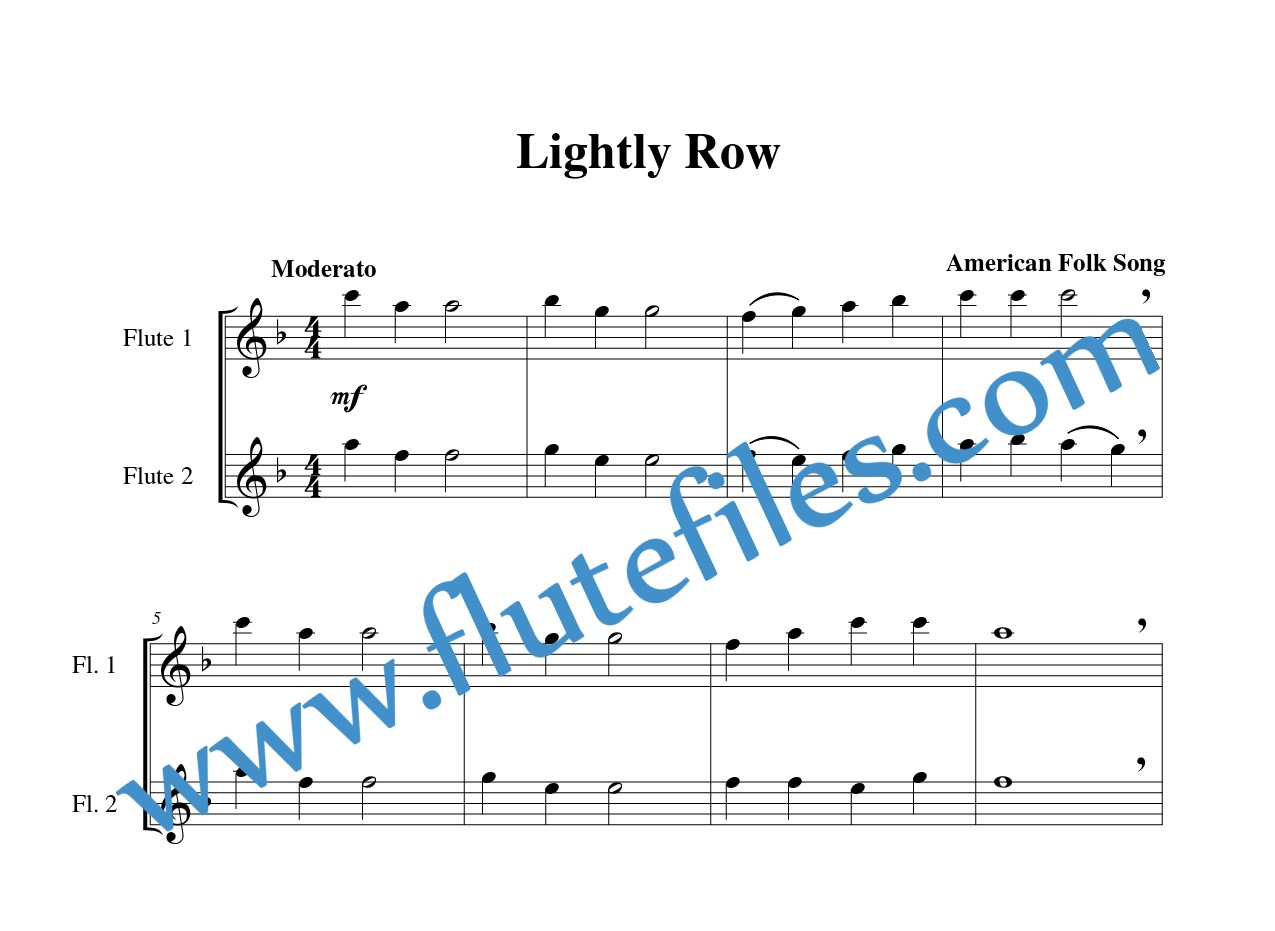 Flute part for Lightly Row flute duet and piano sheet music