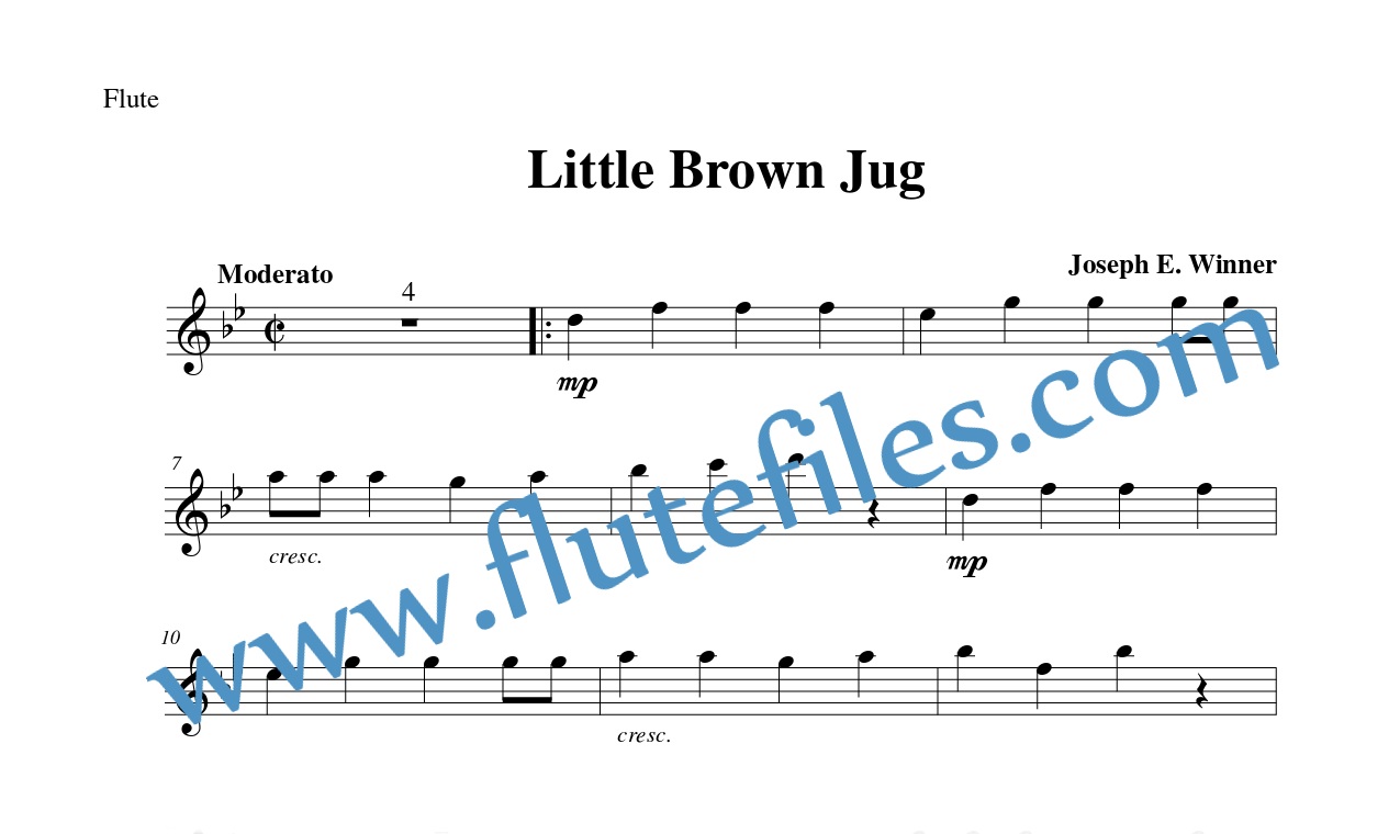 Flute part for Little Brown Jug flute solo sheet music