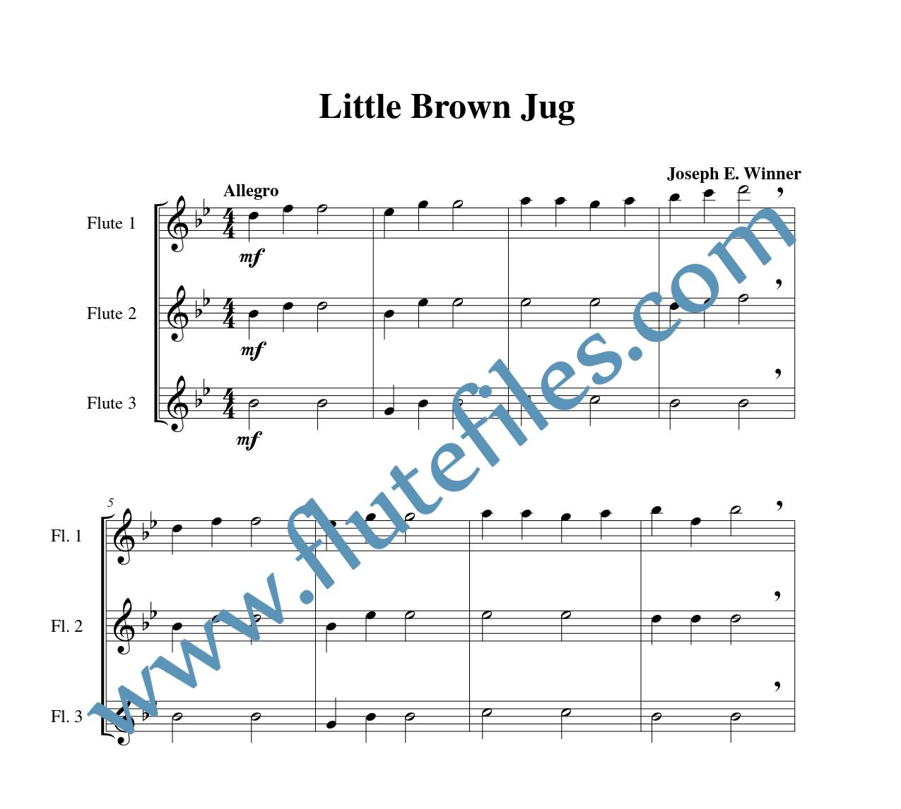 Little Brown Juge flute trio sheet music