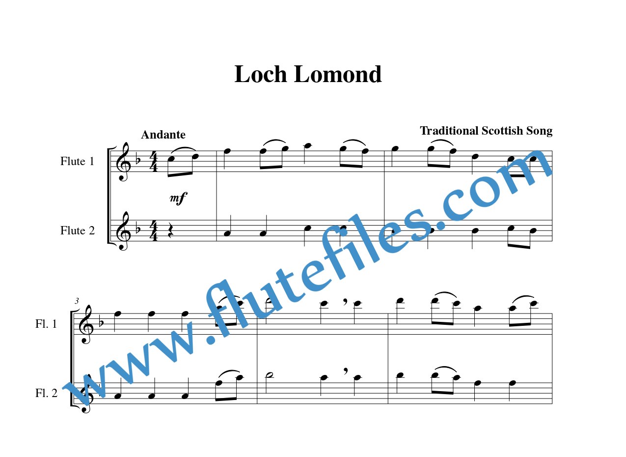 Loch Lomond flute duet sheet music