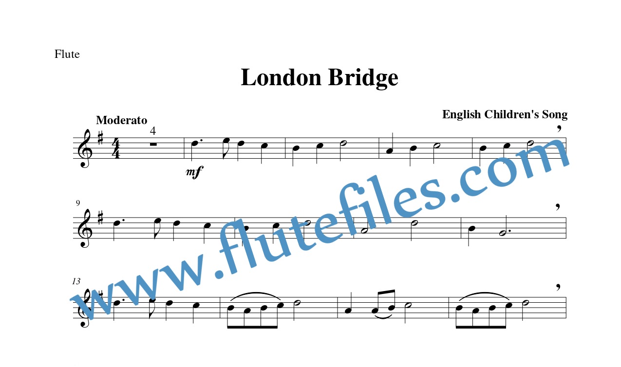 Flute part for London Bridge flute solo sheet music