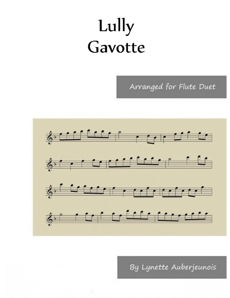 Sheet music cover for Gavotte flute duet by Lully