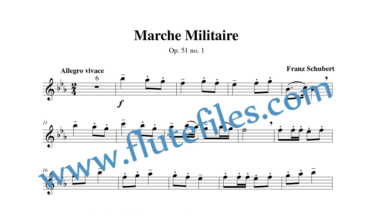 Flute part for Marche Militaire flute solo sheet music
