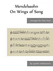 Sheet music cover for On Wings of Song flute duet by Mendelssohn