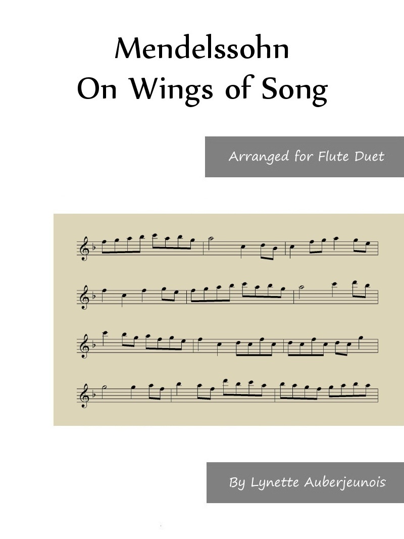 Sheet music cover for On Wings of Song flute duet by Mendelssohn 