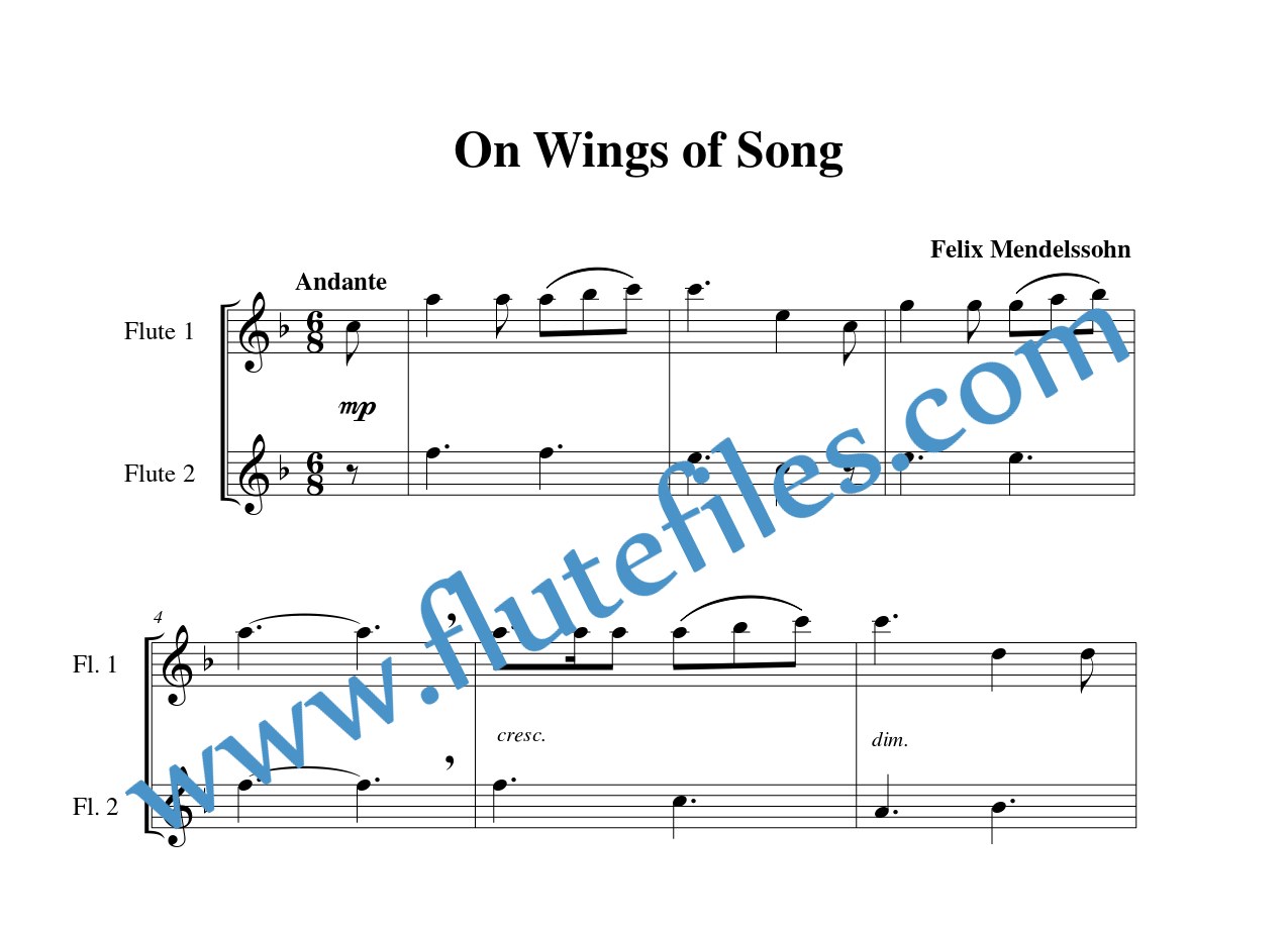 On Wings of Song flute duet sheet music by Mendelssohn
