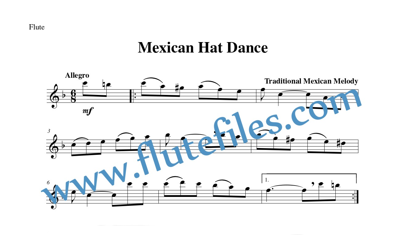 Flute part for Mexican Hat Dance flute solo sheet music