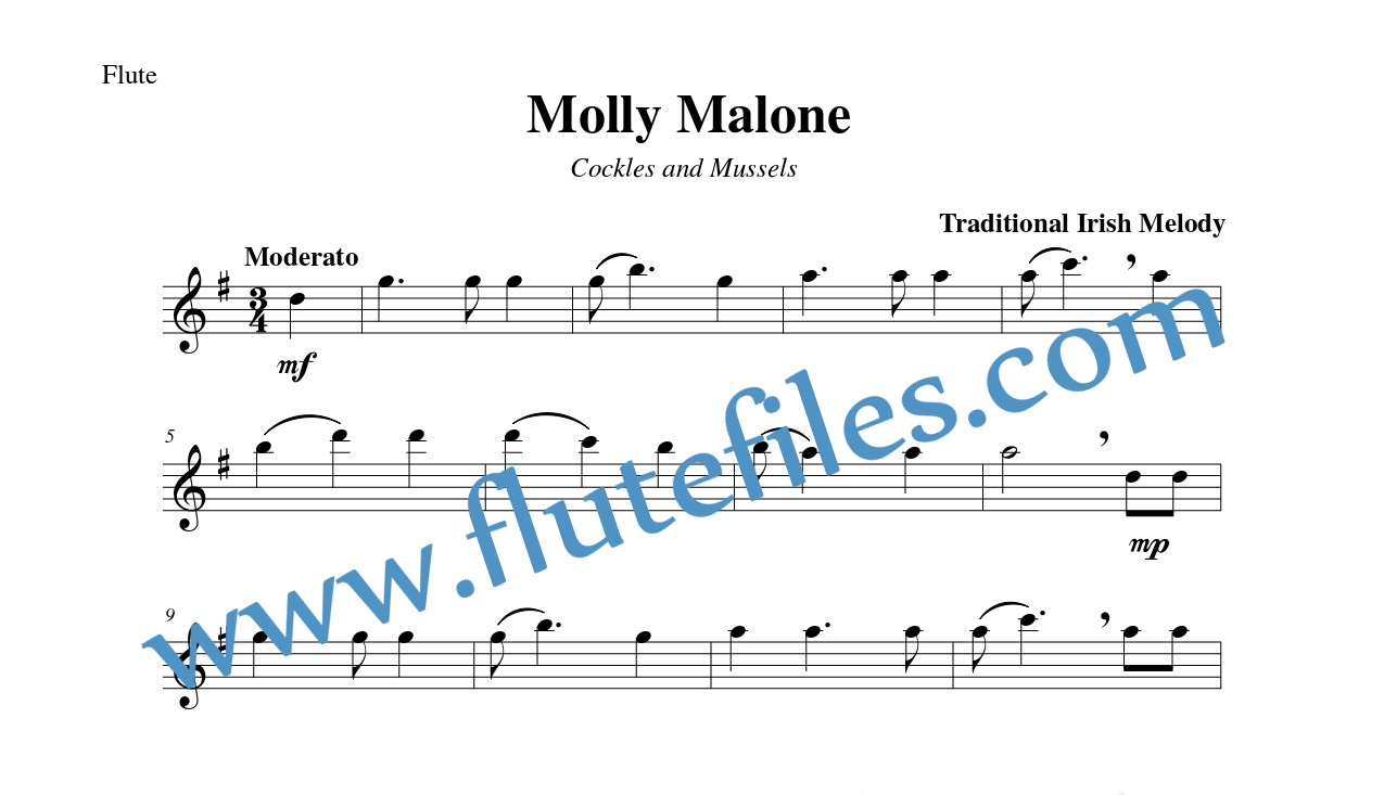Flute part for Molly Malone flute solo sheet music