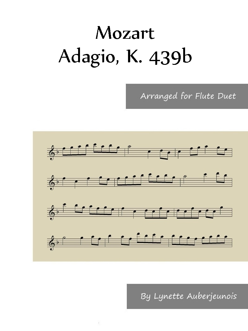 Sheet music cover for Adagio, K. 439b flute duet by Mozart