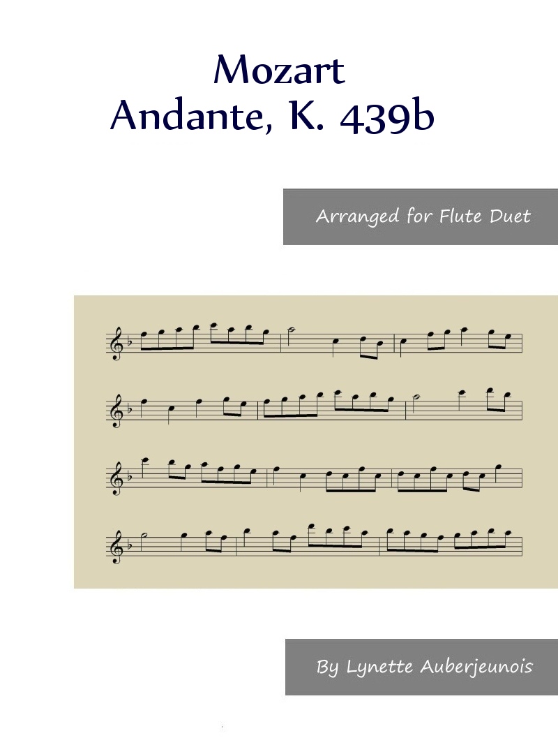 Sheet music cover for Andante, K. 439b flute duet by Mozart