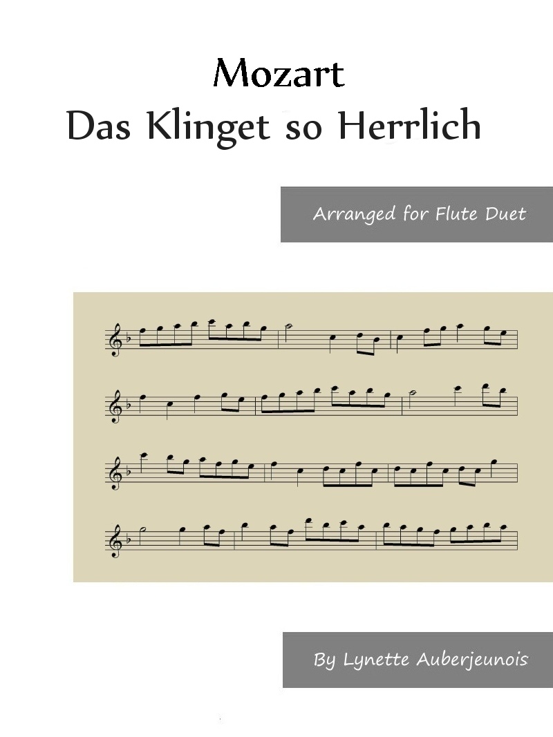 Sheet music cover for Das Klinget so Herrlich flute duet by Mozart