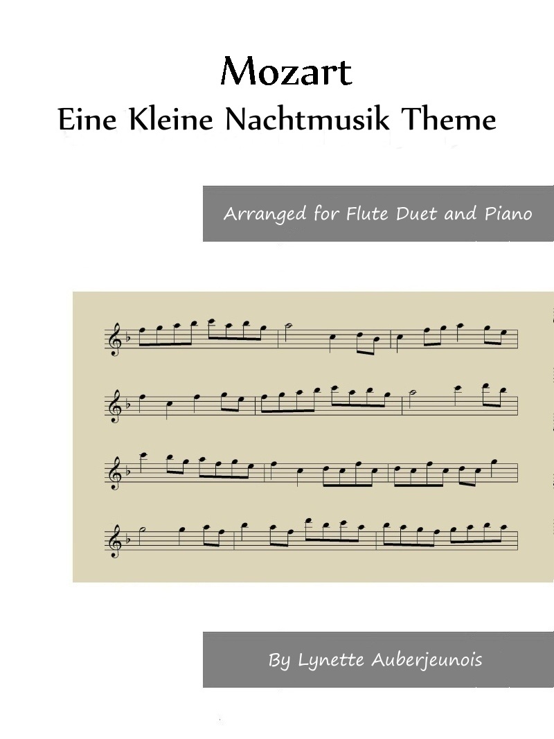 Sheet music cover for Eine Kleine Nachtmusik Theme flute duet and piano by Mozart