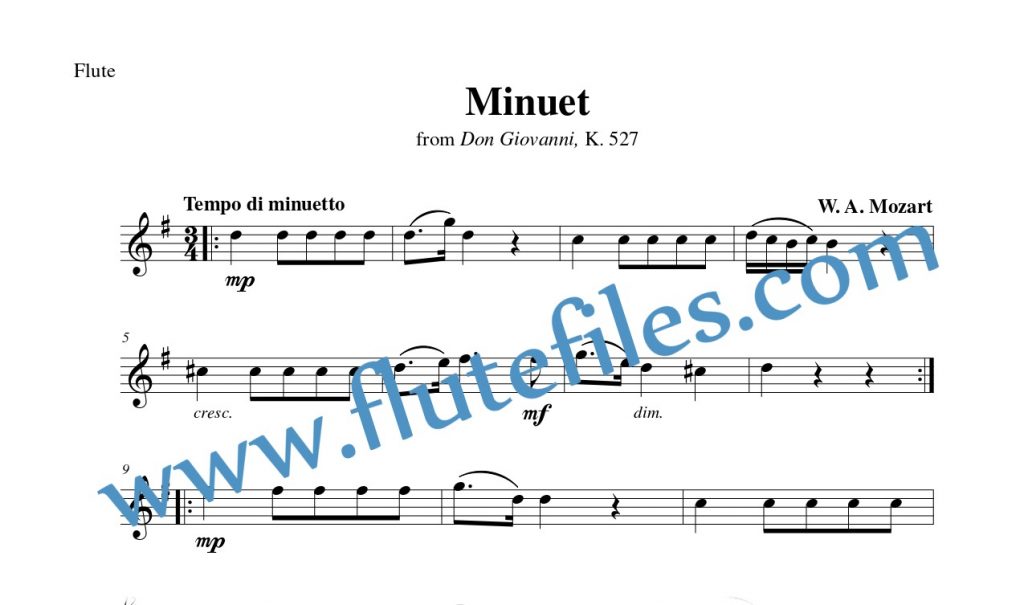 Flute part for Minuet, K. 527 flute solo sheet music by Mozart